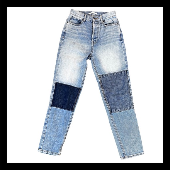 PacSun Ultra High Rise Slim Fit Patchwork Denim Jeans Size 25 90’s Y2K Boho - Picture 1 of 5